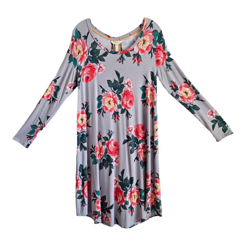 MATILDA JANE Women's M Shift Dress Say I'm A Dreamer Floral Knit Long Sleeve 36"